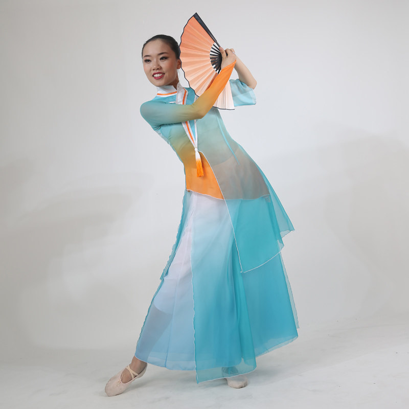 醉春风舞蹈服装飘逸中国风表演出服装裙裤古典舞女扇子舞伞舞广场