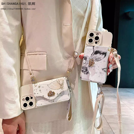 国潮水彩蝴蝶零钱卡包适用oppoReno14pro手机壳Reno13/12/11/10斜挎Reno9/8/7/4se挂绳6/5k11x女Findx8s/x3