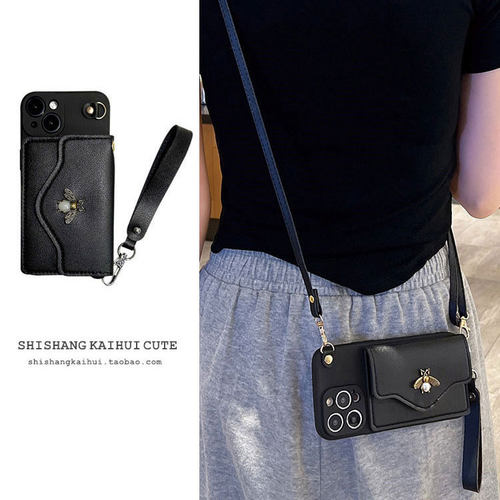 高级感珍珠蜜蜂零钱包oppo手机壳