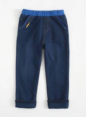 非常小鱼80719新深秋冬柔软男童双层柔软弹力牛仔长裤儿童休闲裤