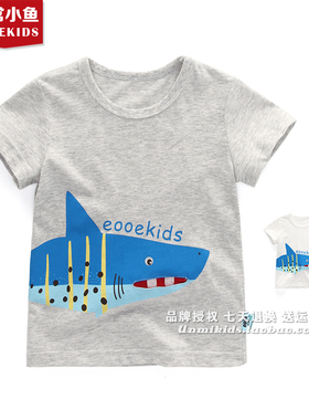 非常小鱼新款男童夏装28349纯棉时尚卡通短袖T恤衫上衣90-130