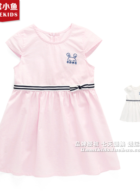 非常小鱼28451新款女童夏装纯棉公主休闲连衣裙品质纯色短袖裙子