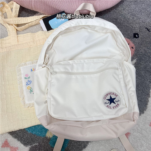 匡威学生奶白色双肩背包休闲书包