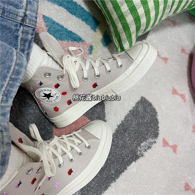 匡威Chuck70时尚刺绣花卉帆布鞋