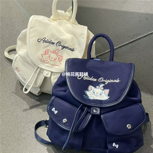 Adidas三叶草迪士尼玛丽猫联名多口袋运动双肩背包 KC1424 KC1425
