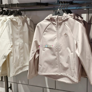 Adidas阿迪达斯女子运动健身粉白夹克连帽加绒外套 KS2783 KS2761