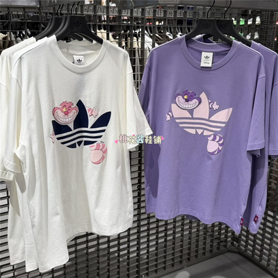 Adidas三叶草26年夏季男女迪士尼柴郡猫联名短袖T恤KY8305 KY8306