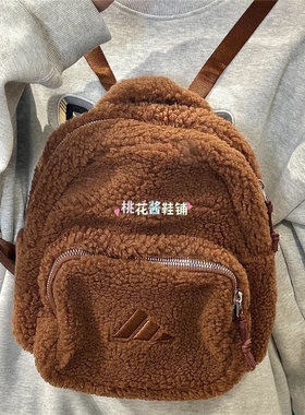 Adidas阿迪达斯25冬季新毛绒绒泰迪熊白色双肩包KB5958 KC0228/9