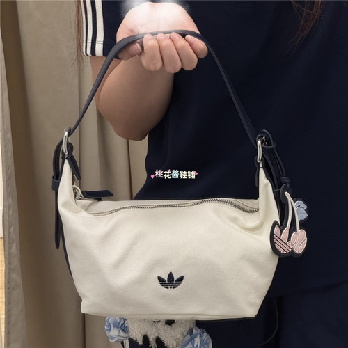 Adidas三叶草26年秋季樱桃挂件白色运动休闲单肩包腋下包LD6379