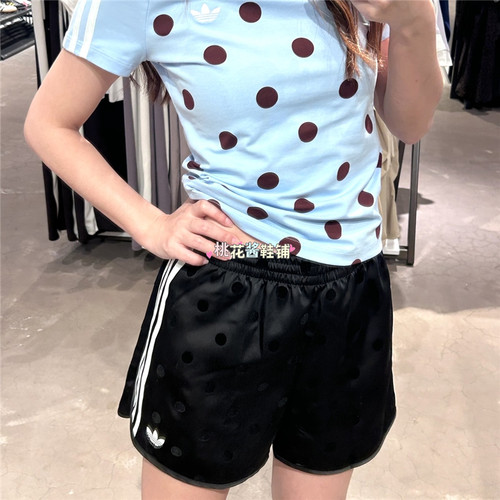 Adidas三叶草26年夏季女子时尚波点运动休闲短裤KV1172 KV1173