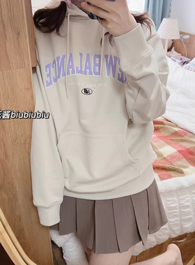 NEW BALANCE男女美式学院灰色卡其色连帽卫衣5CC17141-BEI-DV-GR