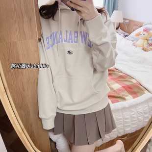 NEW BEI 学院灰色卡其色连帽卫衣5CC17141 BALANCE男女美式