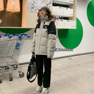 NEW BALANCE nb冬季男女新款拼接黑灰色羽绒服AMJ14323 AMJ34323