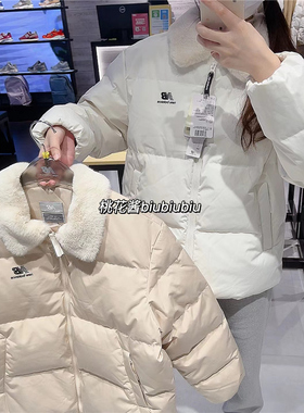 NEW BALANCE22年NB冬季女立领保暖短款羽绒服翻毛领外套5PC43122