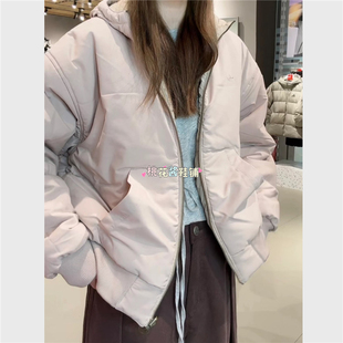 Adidas三叶草女子双面穿连帽保暖运动棉服夹克外套KC1686/KC8421