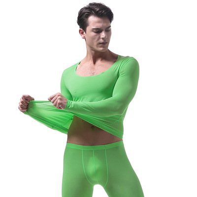 凡尚客VANSKOOS男士保暖内衣透明冰丝无限男士秋衣打底衫VS007WY