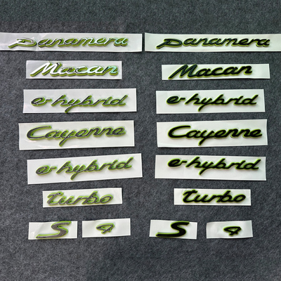 保时捷绿色车标帕拉梅拉4S卡宴改装后尾箱英文字母叶子板混动标志