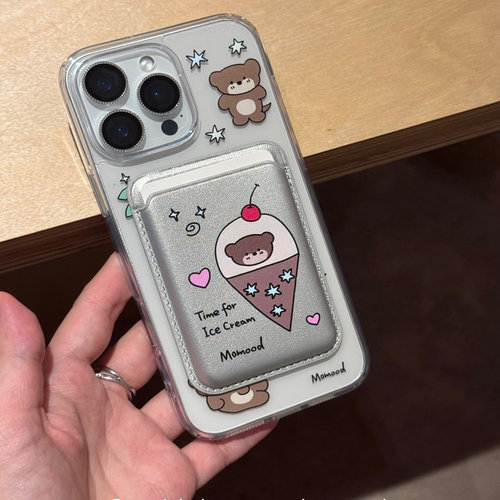 MoMood夏日水獭亚克力磁吸手机壳适用苹果iPhone16ProMax高透韩国ins风卡通高级感软边硬壳磁吸卡套卡包