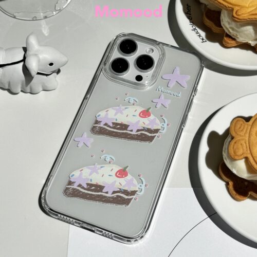 MoMood奶油蛋糕亚克力透明手机壳适用苹果iPhone16ProMax防摔高透硬壳韩国ins风高级感马卡龙配色