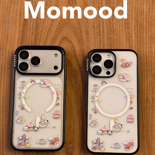 MoMood秋日甜品磁吸贝贝壳亚克力透明手机壳适用苹果iPhone17ProMax原创防摔韩国ins风高级感卡通闺蜜壳情侣