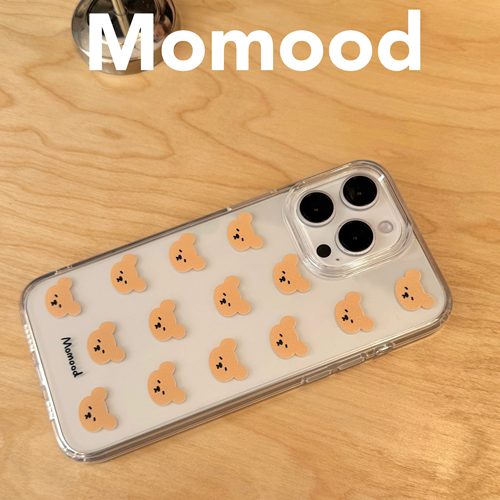 MoMood小熊头亚克力手机壳适用苹果iPhone16ProMax高透韩国ins风卡通高级感软边硬壳