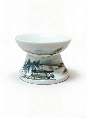 恒福功夫茶具陶瓷山水茶漏茶滤茶隔茶道配件茶漏茶滤茶隔茶道配件