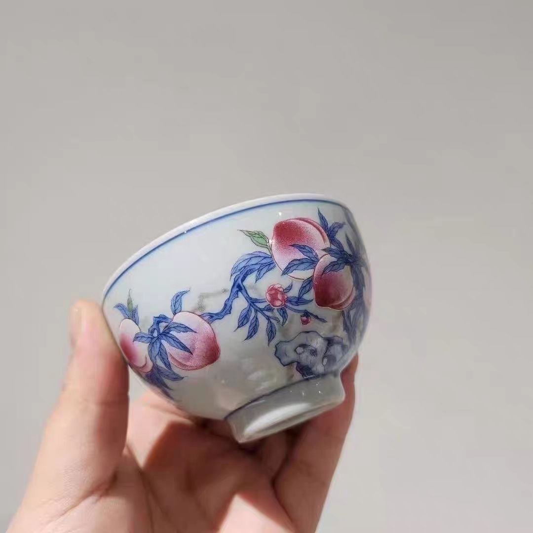 恒福恒福正品青花杯子大容量三才碗单杯主人杯古风中国风品茗杯