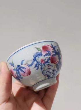 恒福恒福正品青花杯子大容量三才碗单杯主人杯古风中国风品茗杯