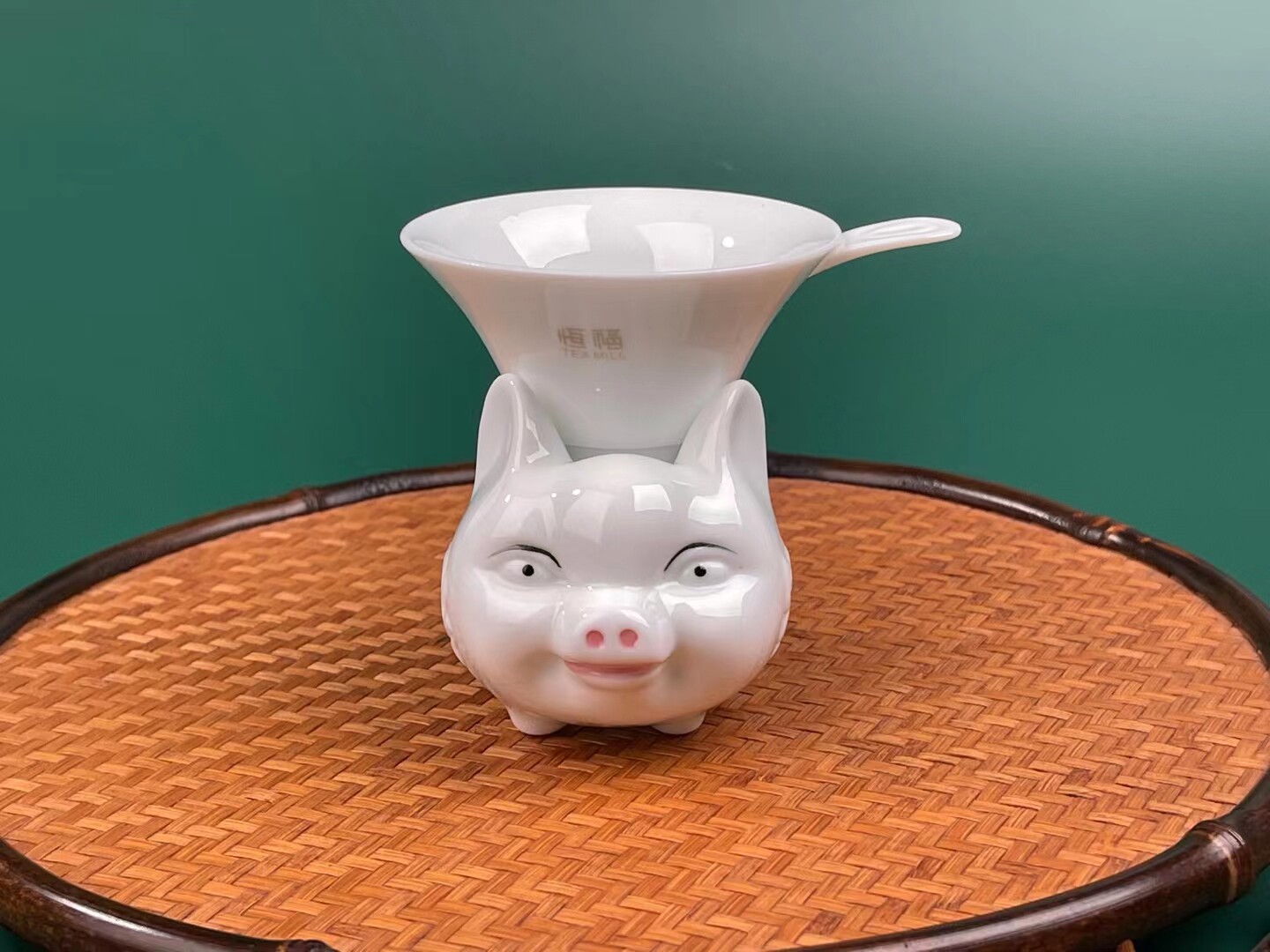 恒福陶瓷茶漏小猪过滤器创意可爱功夫茶具配件