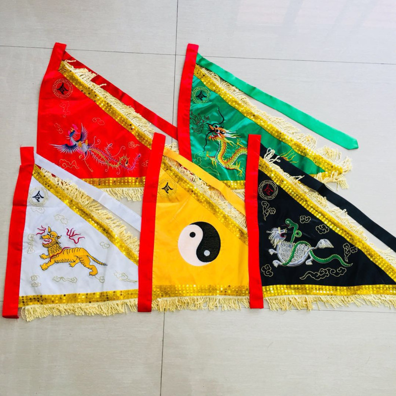 道士用品道家旗帜双面令旗缎布 五色旗五营旗五行旗五方旗五龙旗