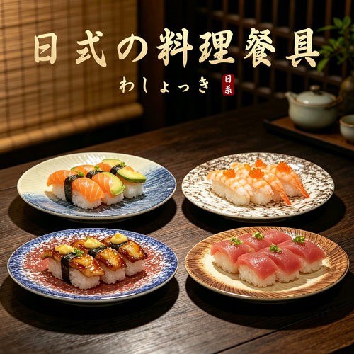 密胺日式复古圆形omakase刺身盘