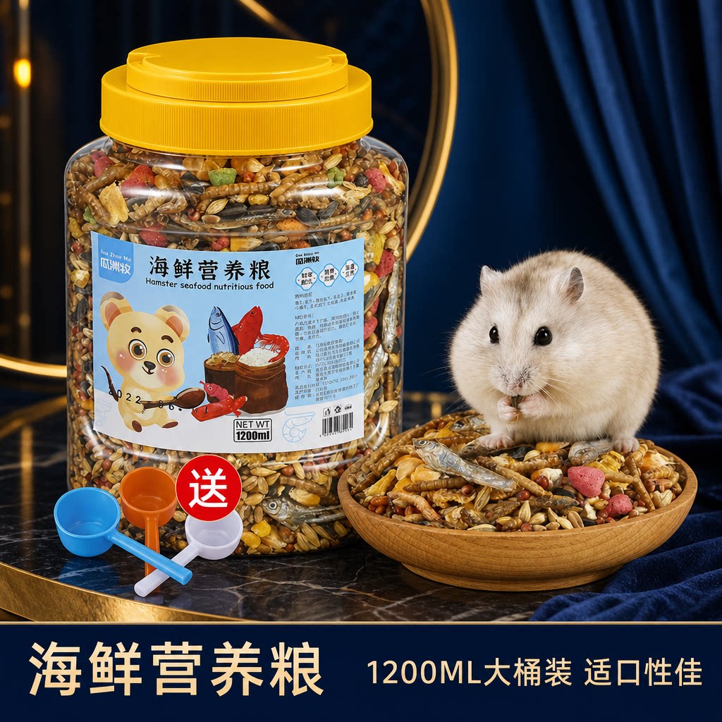 仓鼠粮食金丝熊营养主粮精品饲料面包虫海鲜杂粮用品大全小零食ml