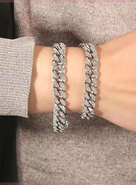 合金皮质手链 回到未来古巴手链男多色双排镶欧美风嘻哈手环女款
