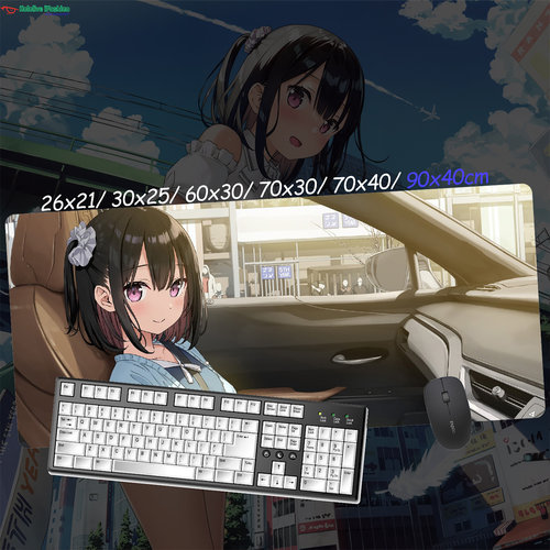 监督kantoku超大锁边鼠标垫胡桃桌垫二次元美少女大号加厚键盘垫