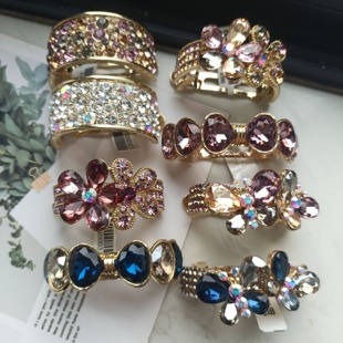 2651泛思弹簧夹马尾扣气球珠大花水晶顶夹发夹范思皇冠教师节礼物