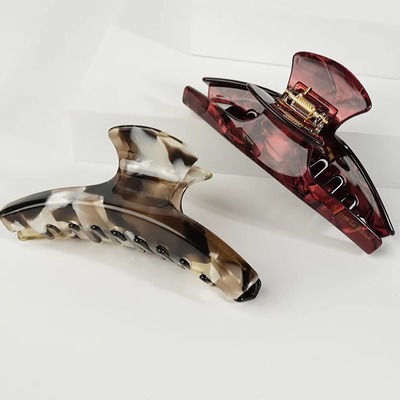 T1123法式醋酸抓夹高端简约大号发抓碎花色发爪盘发鲨鱼夹女