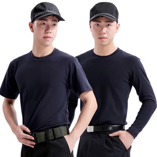 保安莱卡作训T恤体能服夏季圆领短袖丝光棉大码半袖t衫长袖训练衫