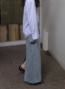 2025新款日系小众设计感复古百搭休闲宽松显瘦牛仔半身裙女