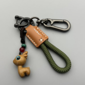 手工编织真皮汽车钥匙扣挂件创意个性 可爱小鹿包包挂饰 男女情侣款