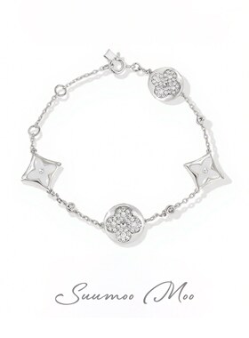 铜合金合成锆石手链 时尚老花白贝间钻手链