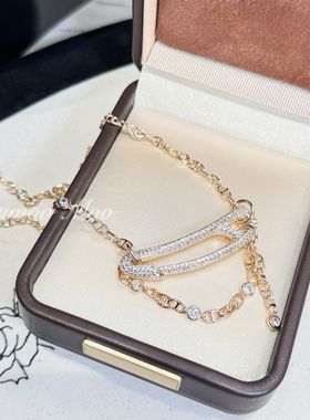 法式轻奢时尚满钻别针款项链 气质百搭