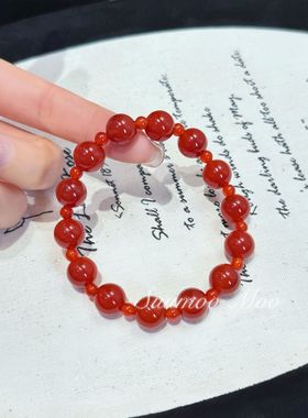 许我耀眼 许妍同款红玛瑙手串 10MM