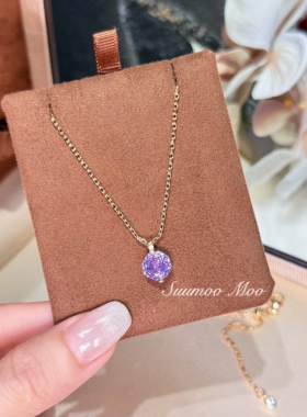 SUUMOOMOO紫色玫瑰锁骨链百搭