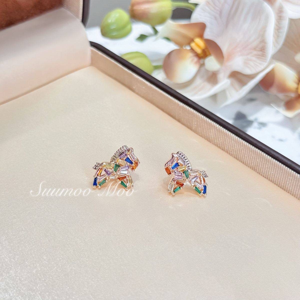 铜合金合成锆石耳饰 【马年炫彩】新年礼物 马年彩色小马耳环耳钉,饰品/流行首饰/时尚饰品新,耳钉,淘宝优惠券,粉丝福利购,淘宝优惠卷