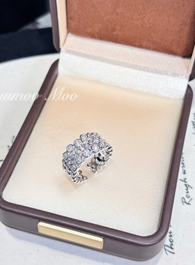 铜合金合成锆石戒指 百搭时尚气泡水珠戒指 活口戒 简约满钻