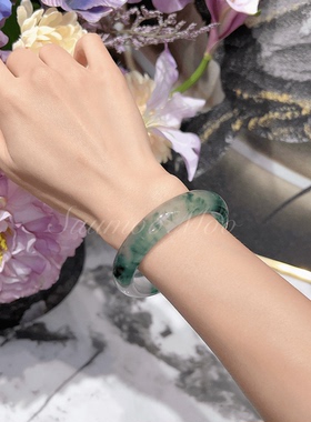 铜合金手镯 【绿飘】时尚绿色半透手镯气质美人镯