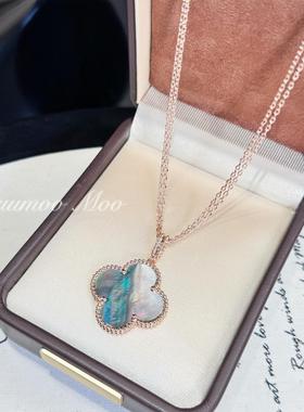 铜合金合成锆石项链 法式时尚大号灰贝项链 毛衣链