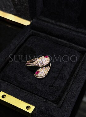 铜合金合成锆石戒指 鸿运当头 法式时尚灵蛇戒指