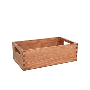 跨境木质无盖收纳木盒复古桌面实木盒整理盒实木带扣榫卯木箱