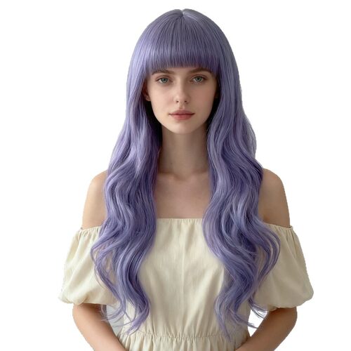 跨境欧美假发女时尚长卷发齐刘海化纤wigs全头套支持海外